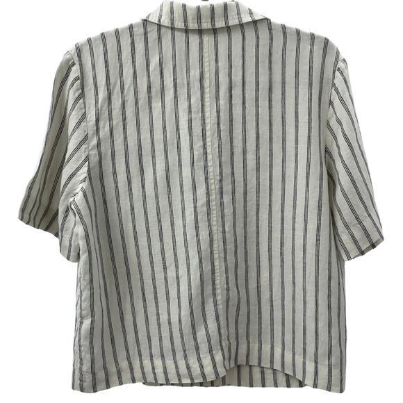 Everlane M Linen The Workwear Shirt Black Canvas Stripe Short Sleeve Button Down - Picture 8 of 8